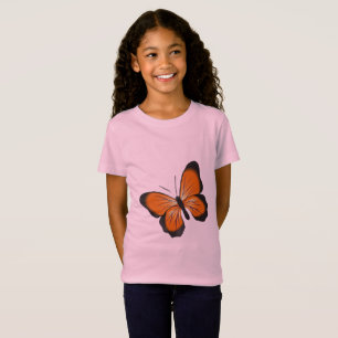chicas mariposa rosa clásica camiseta casual