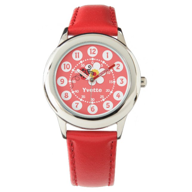 Chicas mariquita roja, reloj de pulsera de nombre  (Anverso)