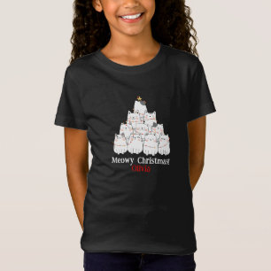 Chicas Meowy Navidades Camiseta de árbol de gato -