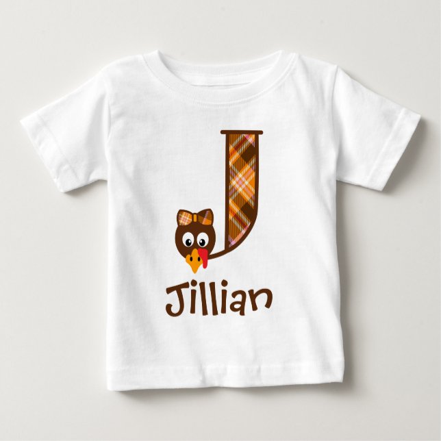 Chicas Monograma Turquía Top Thankending Letter J (Anverso)