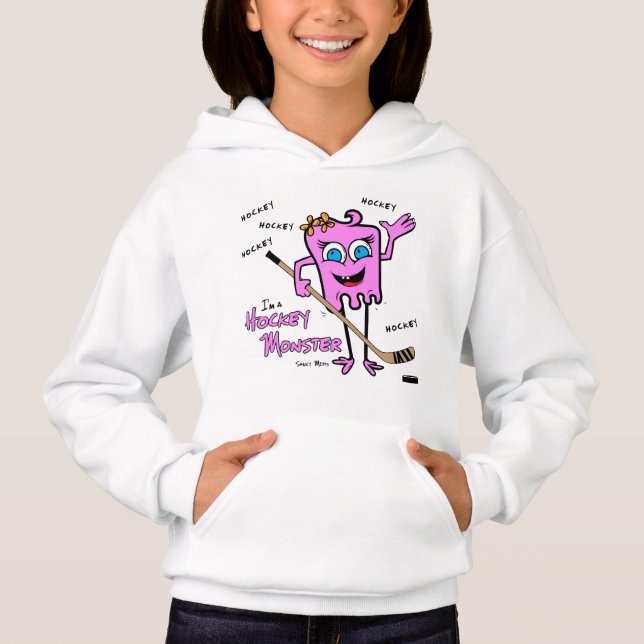 Chicas Monstruo de Hockey Hoodie Rosa (Anverso)