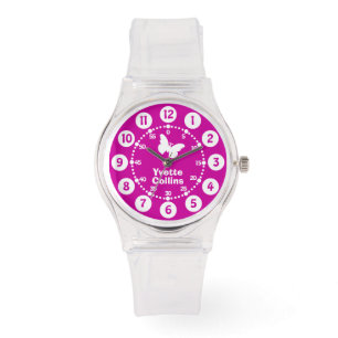 Chicas morado, rosa, blanco reloj de pulsera de no
