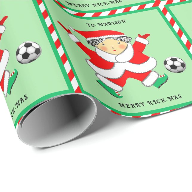 Chicas Navidades de fútbol de vacaciones papel de  (Esquina del rollo)