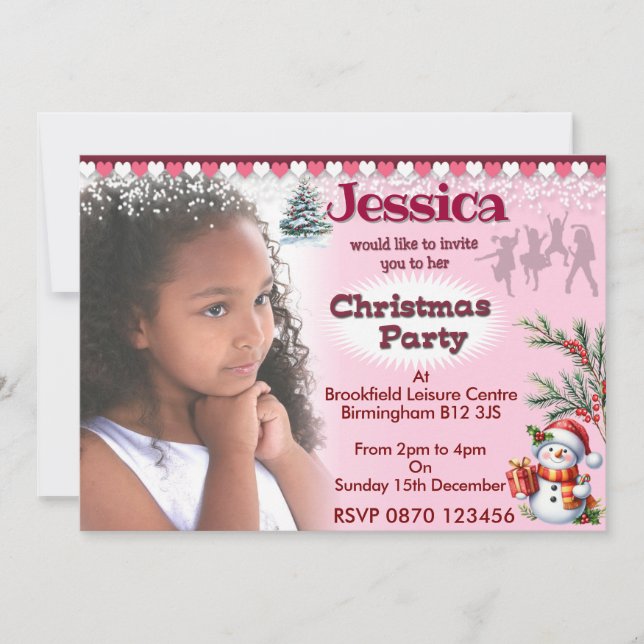 Chicas Navidades Fiesta Invitación fotográfica (Anverso)