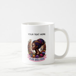 Chicas negros Leer el logotipo Mug   Copa de Café 