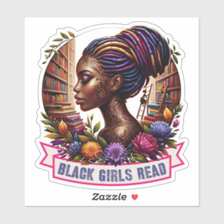 Chicas negros Leer Pegatina de logotipos