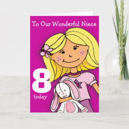 Chicas Niece 8 cumpleaños tarjeta de faja faja púr