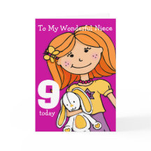 Chicas Niece tarjeta de 9 años chica púrpura