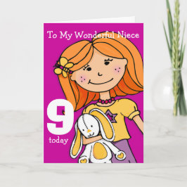 Chicas Niece tarjeta de 9 años chica púrpura