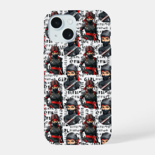 Chicas Ninja Anime con diseño de patrón de texto