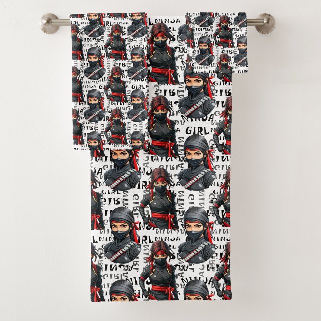 Chicas Ninja Anime con diseño de patrón de texto (Subido por el creador)