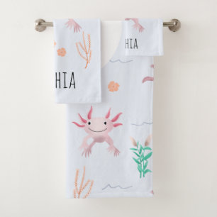 Chicas niños con patrones Axolotl rosados modernos