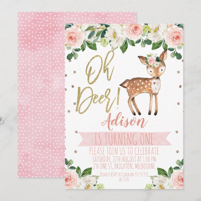 Chicas Oh Invitación a la fiesta de cumpleaños de  (Anverso / Reverso)