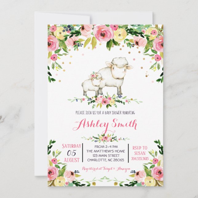 Chicas ovejas Baby Shower Invitaciones (Anverso)