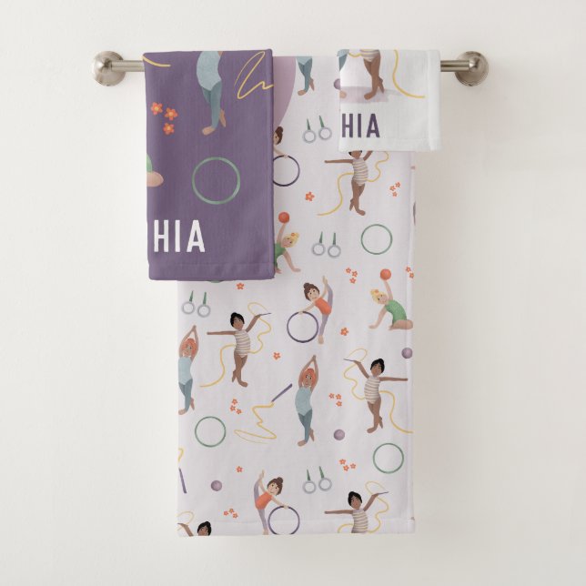 Chicas Patrón de Gimnasia Púrpura Monograma Niños (In situ)