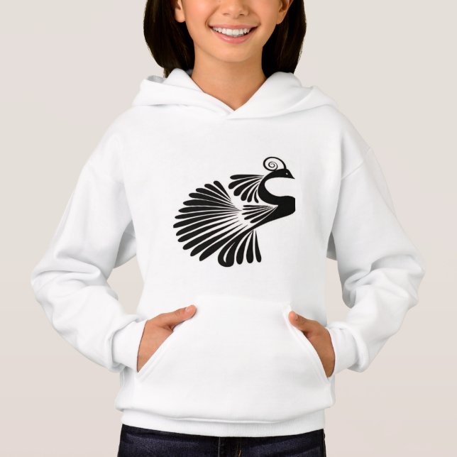 Chicas Peacock Pullover Hoodie - Estilo vibrante y (Anverso)