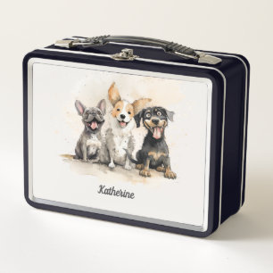 Chicas Perro Cachorro Acuarela Personalizado