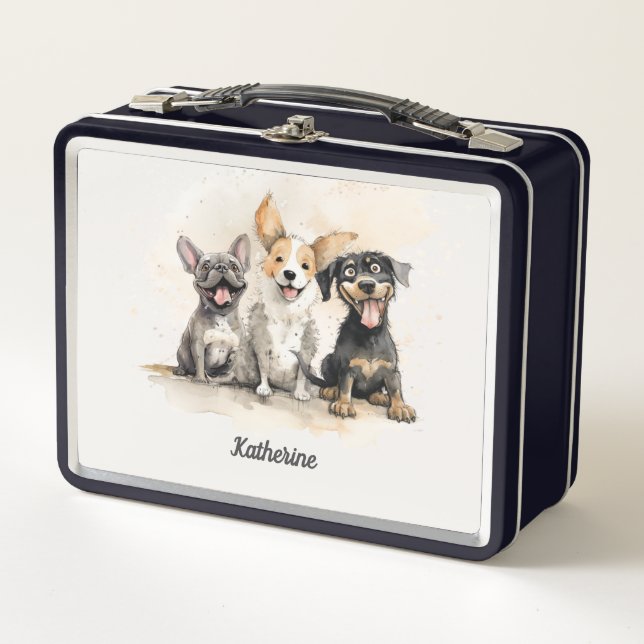 Chicas Perro Cachorro Acuarela Personalizado (Anverso)