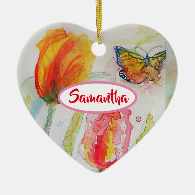 Chicas Personalizados Nombre Ornamento Floral Tuli (Frente)