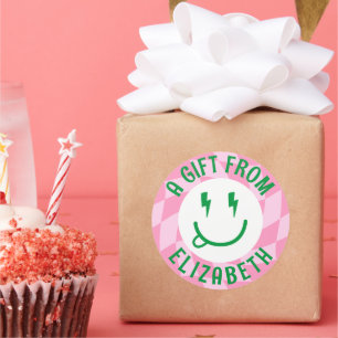 Chicas personalizados retro feliz cara Pegatinas d