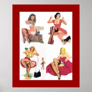 Chicas Pin up Arte Vintage Retro Imprimir Collage 