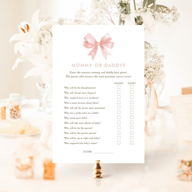 Chicas Pink Bow Mommy o Daddy Baby Shower Juego (Subido por el creador)