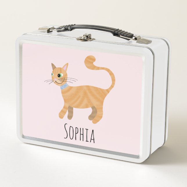 Chicas Pink Cute Ginger Tabby Gato Personalizados  (Anverso)