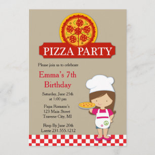 Chicas Pizza Fiesta Invitación a cumpleaños