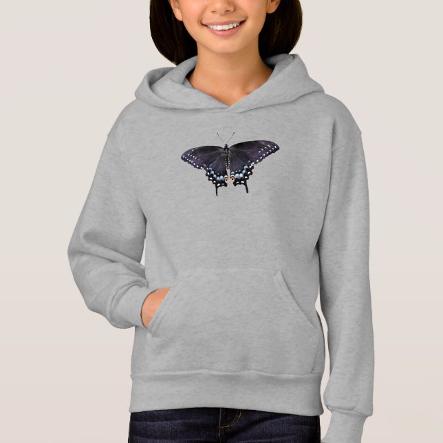 Chicas Pullover Hoodie Black Swallowtail (Anverso)