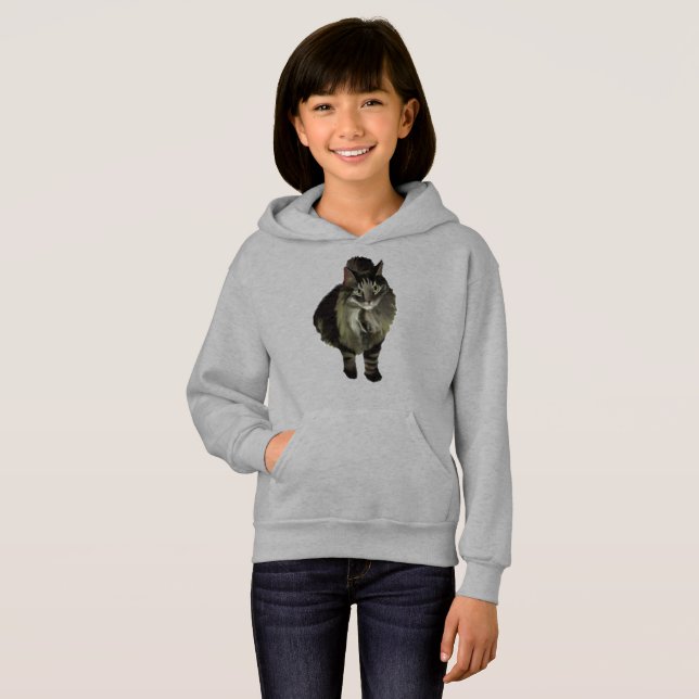 Chicas Pullover Hoodie Maine Coon Cat (Anverso completo)