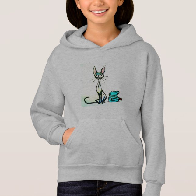 CHICAS PULLOVER HOODIE - SIAMÉS CAT (Anverso)