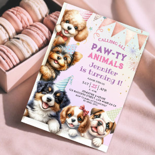 Chicas Puppy Dog Pawty Primera Invitación de cumpl