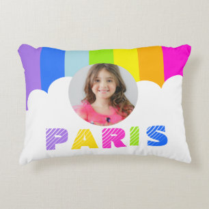 chicas rainbow stripe nombre foto Paris almohada