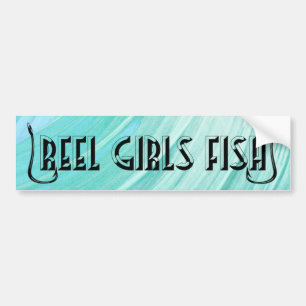Chicas Reel Pescado - Pegatina del parachoques