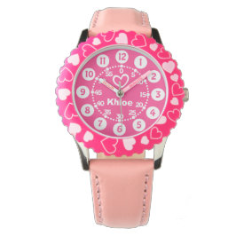 Chicas reloj de pulsera de nombre corto y rosa
