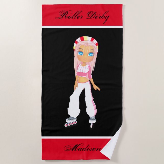 Chicas Roller Derby Toalla de Playa Personalizada (Anverso)