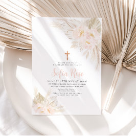 Chicas rosados boho bautizan invitación al bautism