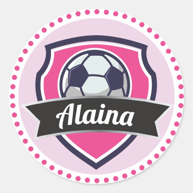 Chicas rosados de fútbol nombran Pegatina del part (Anverso)