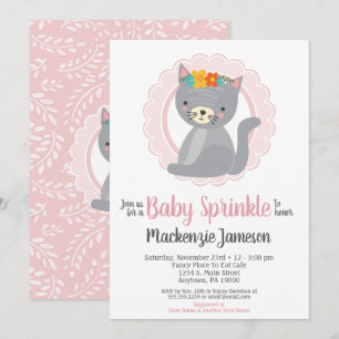 Chicas rosados de gatito lindo Invitación a rociar