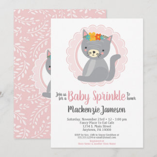 Chicas rosados de gatito lindo Invitación a rociar