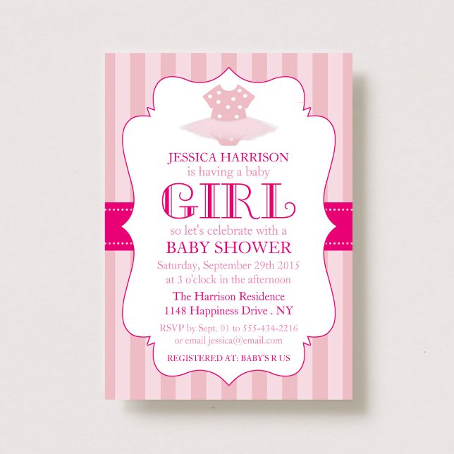 Chicas rosados Tutu Ballerina Invitaciones a la du (Subido por el creador)