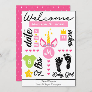 Chicas rosas Invitación de estadísticas de natalid