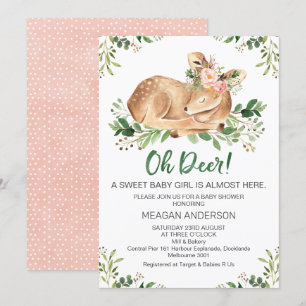 Chicas Rústicos Oh venados Invitación a Baby Showe