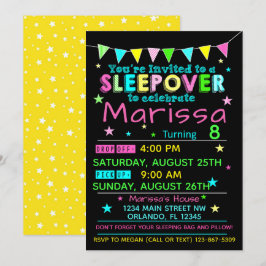 Chicas Sleepover Invitación de cumpleaños Fiesta d