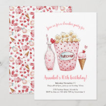 Chicas Slumber Fiesta Corazones Invitación de cump