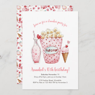 Chicas Slumber Fiesta Corazones Invitación de cump