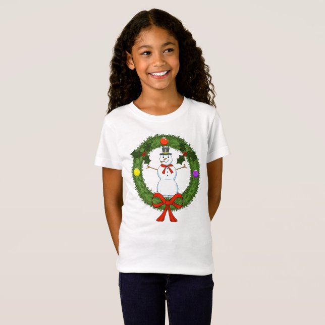 Chicas Snowman en camiseta de feriado de guerra (Anverso completo)