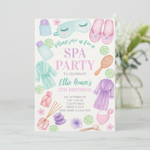 Chicas Spa Cumpleaños, Fiesta Spa Invitación a Cum
