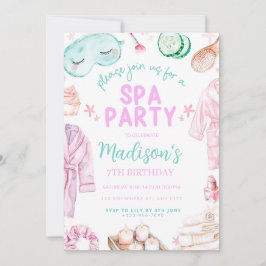Chicas Spa Cumpleaños, Fiesta Spa Invitación a Cum