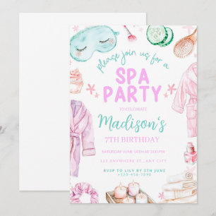 Chicas Spa Cumpleaños, Fiesta Spa Invitación a Cum